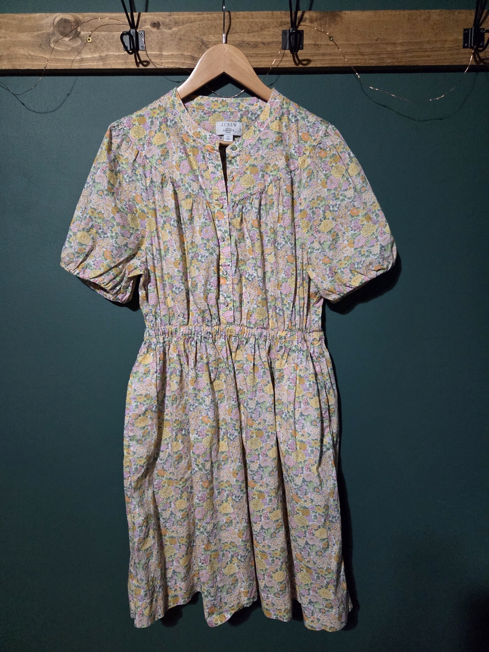 J Crew Puff Sleeve Shirt Dress In Liberty Elysian Day Floral - Sz LT